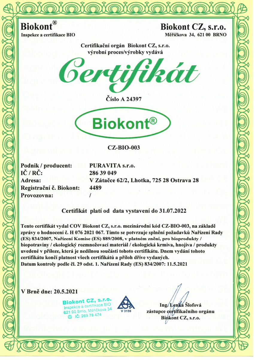 Bio certifikát