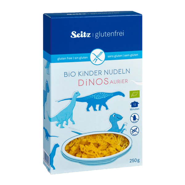 SEITZ - Těstoviny DĚTSKÉ DINO, bez lepku, BIO 250g (Kids Pasta Dinosaur ct 8)