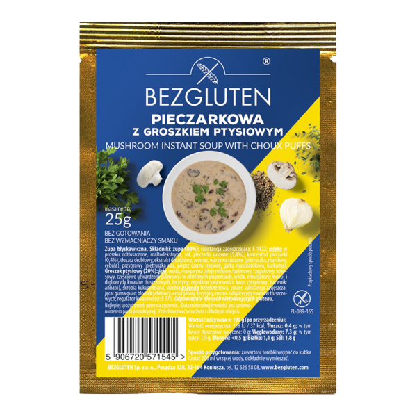 BEZGLUTEN - Polévka - žampiónová s těstovým hráškem bez lepku 25g ct20