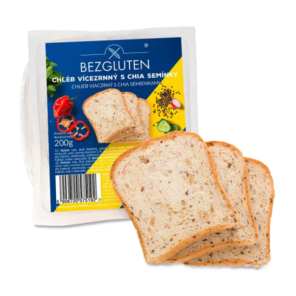 BEZGLUTEN - Chléb vícezrnný s CHIA semínky, bez lepku 200g SUPERFOODS ct9