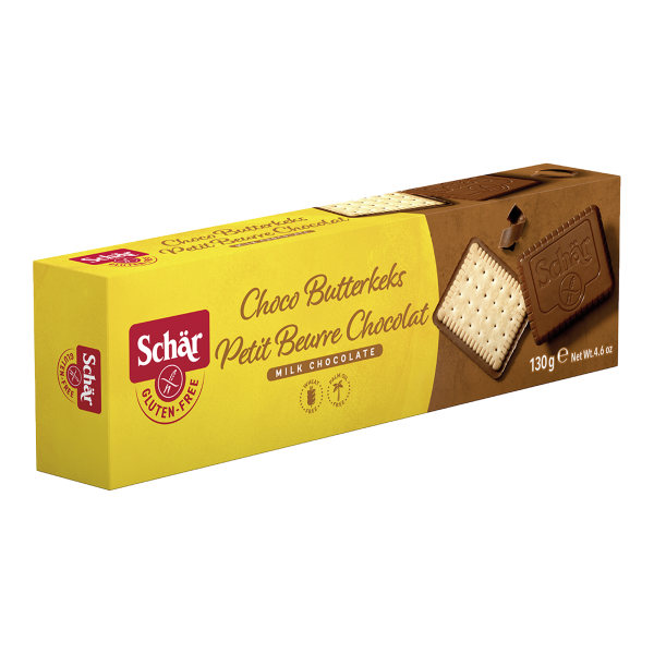 SCHÄR - sušenky Butterkeks CHOCO, máslové máčené v čokoládě, bez lepku,130g(ct6)