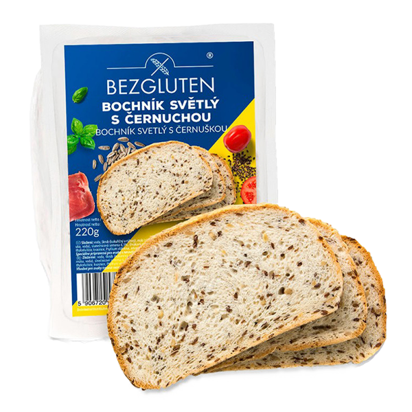 BEZGLUTEN - Chléb bílý s ČERNUCHOU, bez lepku 220g SUPERFOODS ct9