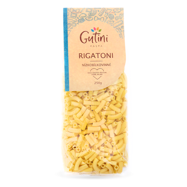 GUTINI - Těstoviny PKU Rigatoni, bez kukuřičné mouky, nízkobílkovin 250g (ct 49)