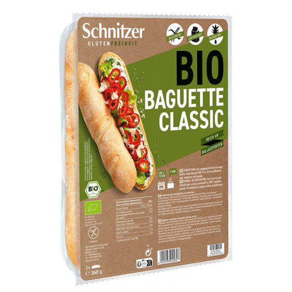 Schnitzer - Bagety klasické (2x Baguette Classic) bez lepku 360g BIO (ct 6)