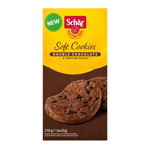SCHÄR - sušenky SOFT COOKIES DOUBLE CHOCOLATE, bez lepku, 210g (ct6)