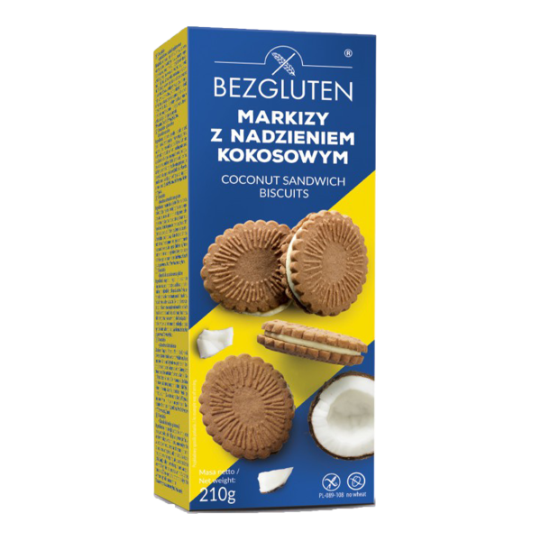 BEZGLUTEN - Sušenky Markýzy s kokosovou náplní bez lepku 210g ct10