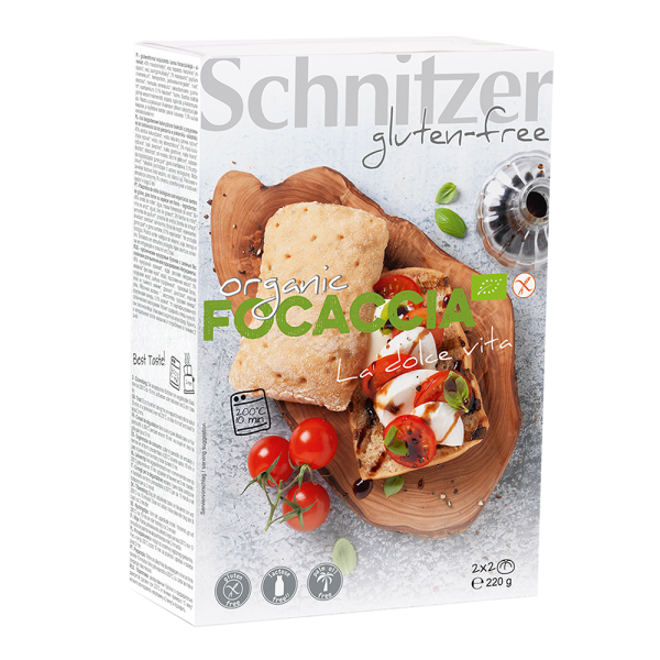 Schnitzer-BIO Focaccia, bez lepku / 220g (4x Focaccia) ct 6