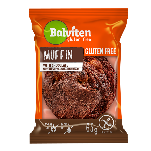 BALVITEN / Muffin tmavý s kousky čokolády, bez lepku, 65g