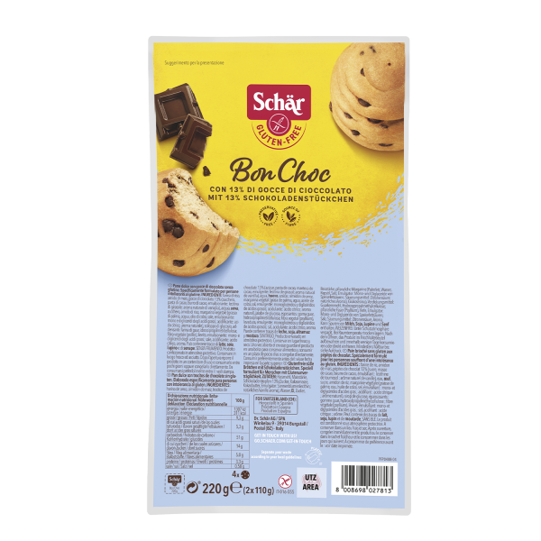 SCHÄR - Bon Choc - jemné pečivo s kousky čokolády, bez lepku, 220g (ct 6)