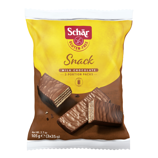 SCHÄR - Snack-oplatky máčené v čokoládě s oříškovou náplní,bez lepku,105g (ct12)