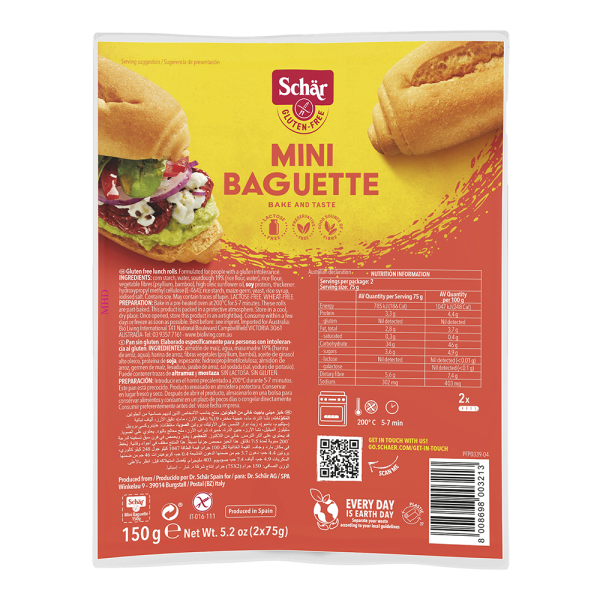 SCHÄR - Baguette MINI - bezlepkové bagety, 150g (2x75g) (ct 7)