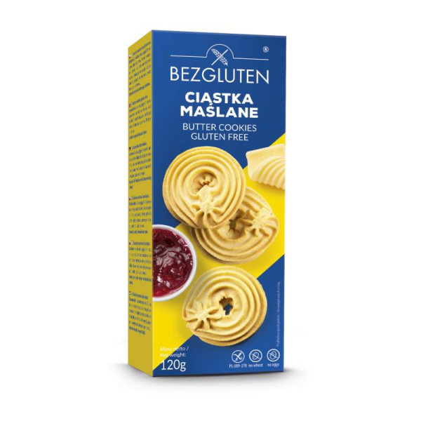 BEZGLUTEN - Sušenky máslové, bez lepku 120g ct10