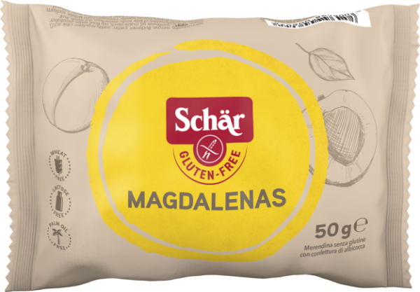 SCHÄR - Magdalenas - muffiny plněné meruňkovou marmeládou, bez lepku,50g (ct 20)
