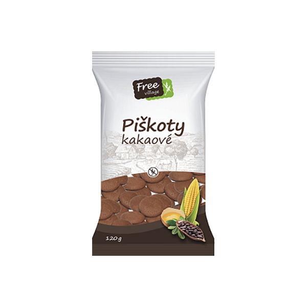 Free Village - Piškoty kakaové  bez lepku 120 g, (ct 14)
