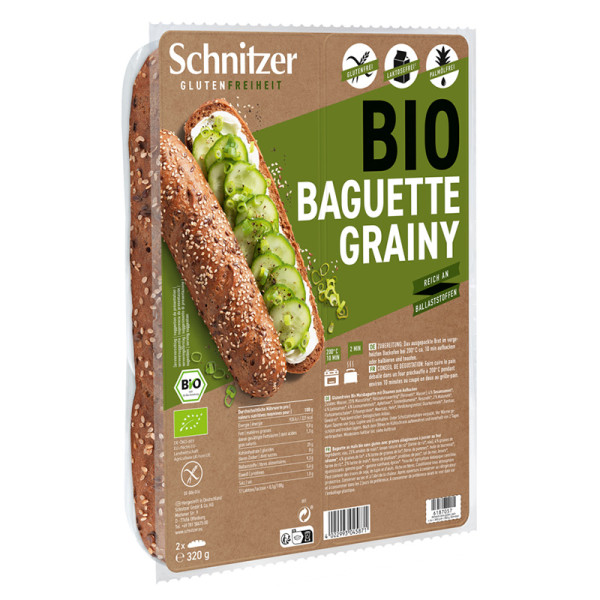 Schnitzer-BIO Bagety celozrnné, bez lepku / 320g (2x Baguette Grain) ct 6