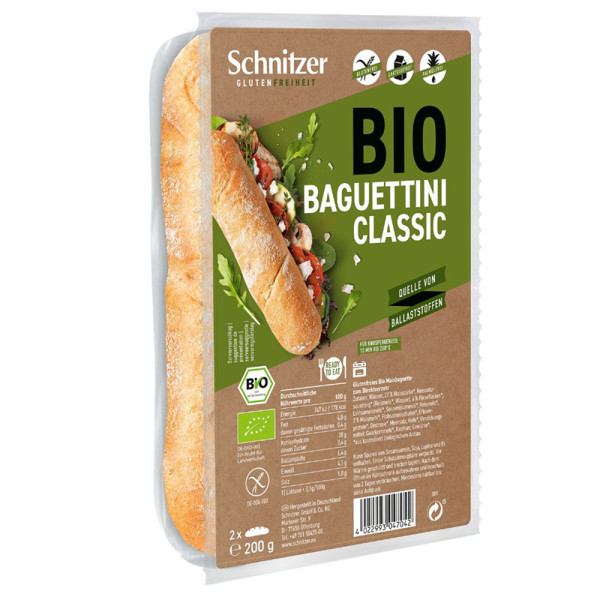 Schnitzer - Bagetky klasické (2x Baguettini Classic) bez lepku 200g BIO (ct 8)