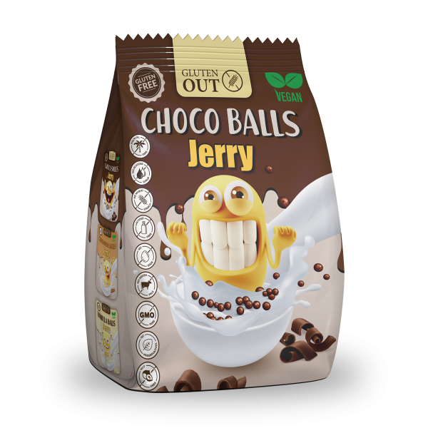 JERRY - snídaňové kuličky kakaové, bez lepku, 375g (ct10)