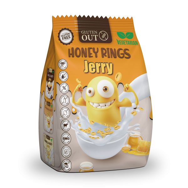 JERRY - snídaňové kroužky medové, bez lepku, 375g (ct10)
