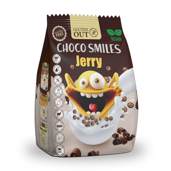 JERRY - snídaňoví smajlíci kakaoví, bez lepku, 375g (ct10)