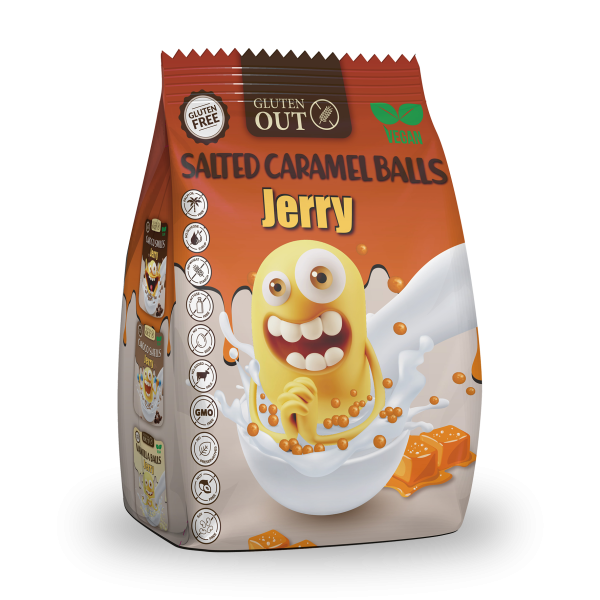 JERRY - snídaňové kuličky slaný karamel, bez lepku, 375g (ct10)