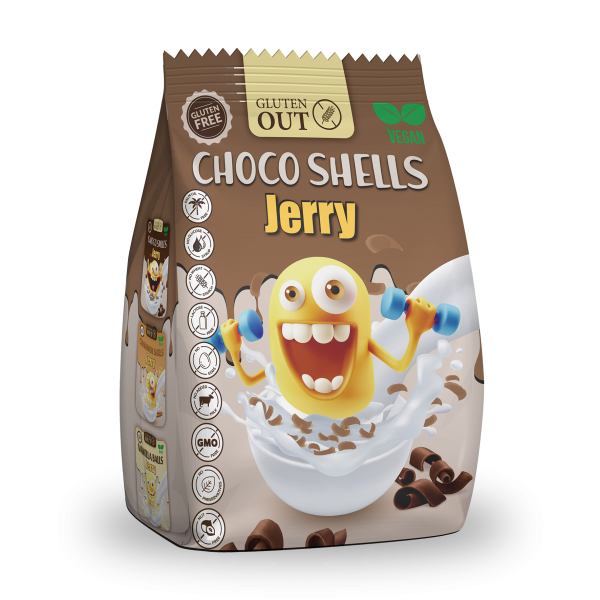 JERRY - snídaňové mušličky kakaové, bez lepku, 375g (ct10)